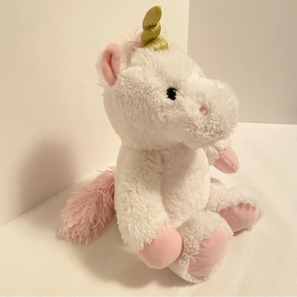 Unicorn Plush White With Gold Horn Stuffed Animal Toy